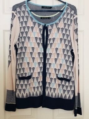 Zozo Geometric Sweater Set -- Shell is Size Medium; Cardigan is Size Large